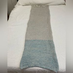 XL hand knit cotton and marino wool scarf
